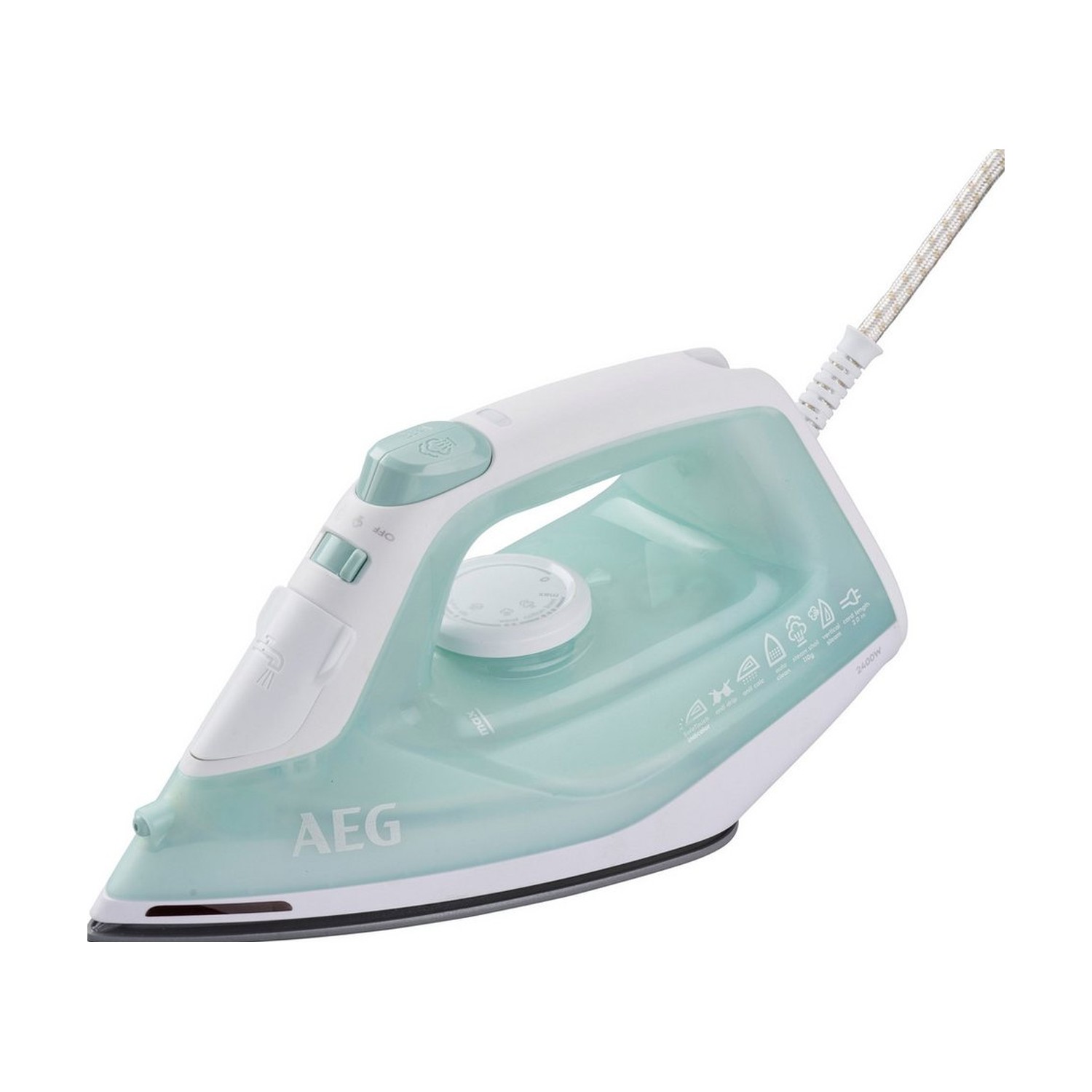 AEG DB 1740LG Dampfbügeleisen, 2400 W, 110 g Dampfstoss, Linen Green/White