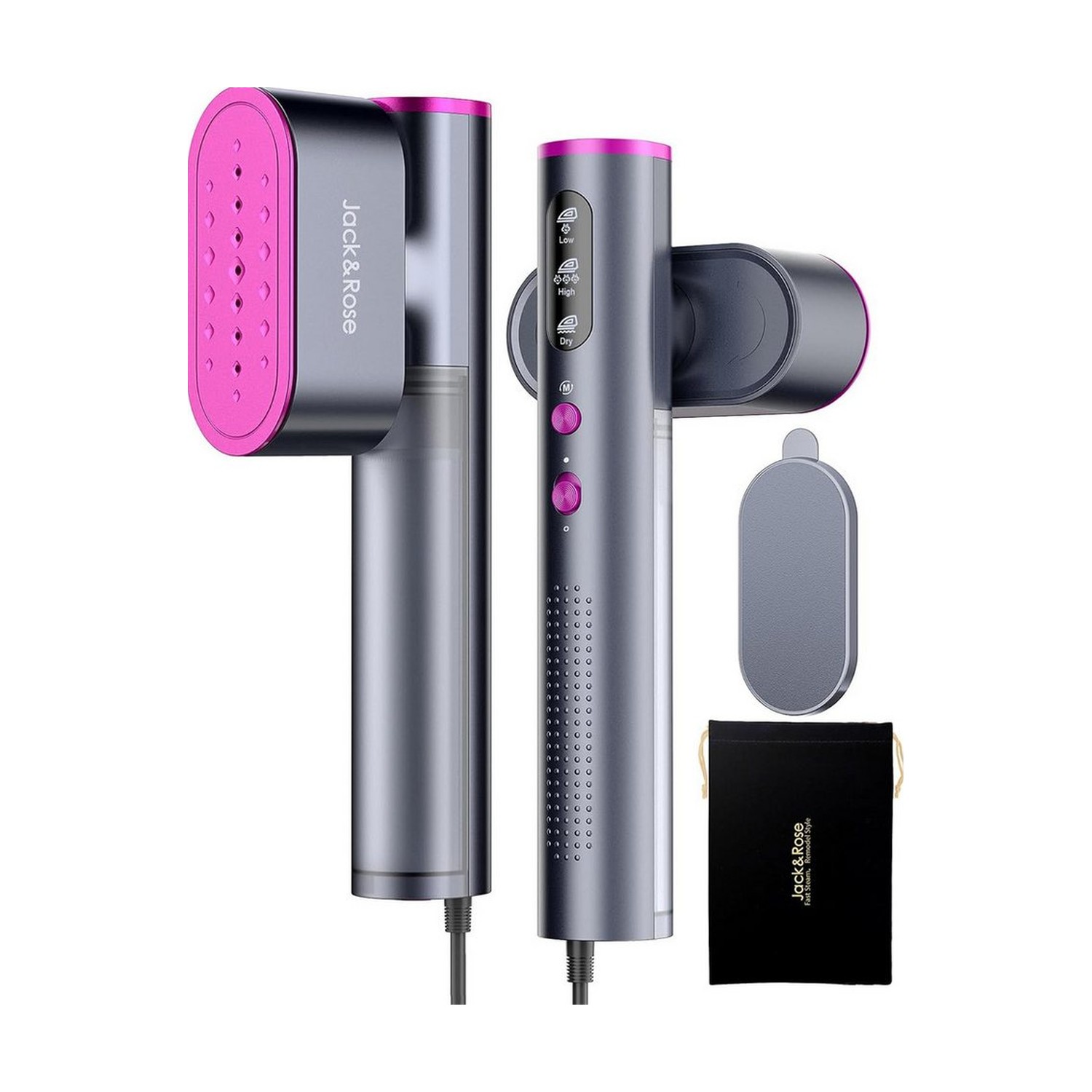 Oneisall KALO Reise-Dampfbügeleisen 2-in-1, 1000 W, Grau/Rosa