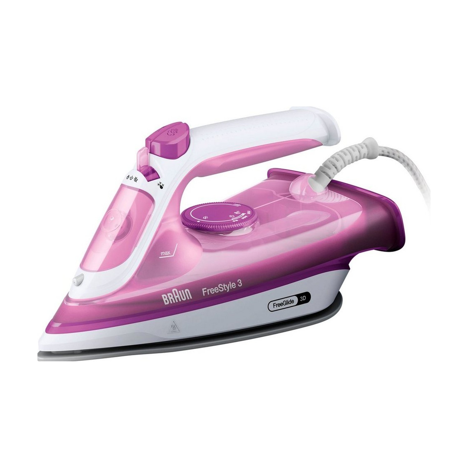 Braun FI 3124 PU Dampfbügeleisen, 2400 W, 270 ml Wassertank, SuperCeramic Bügelsohle, Weiß/Lila
