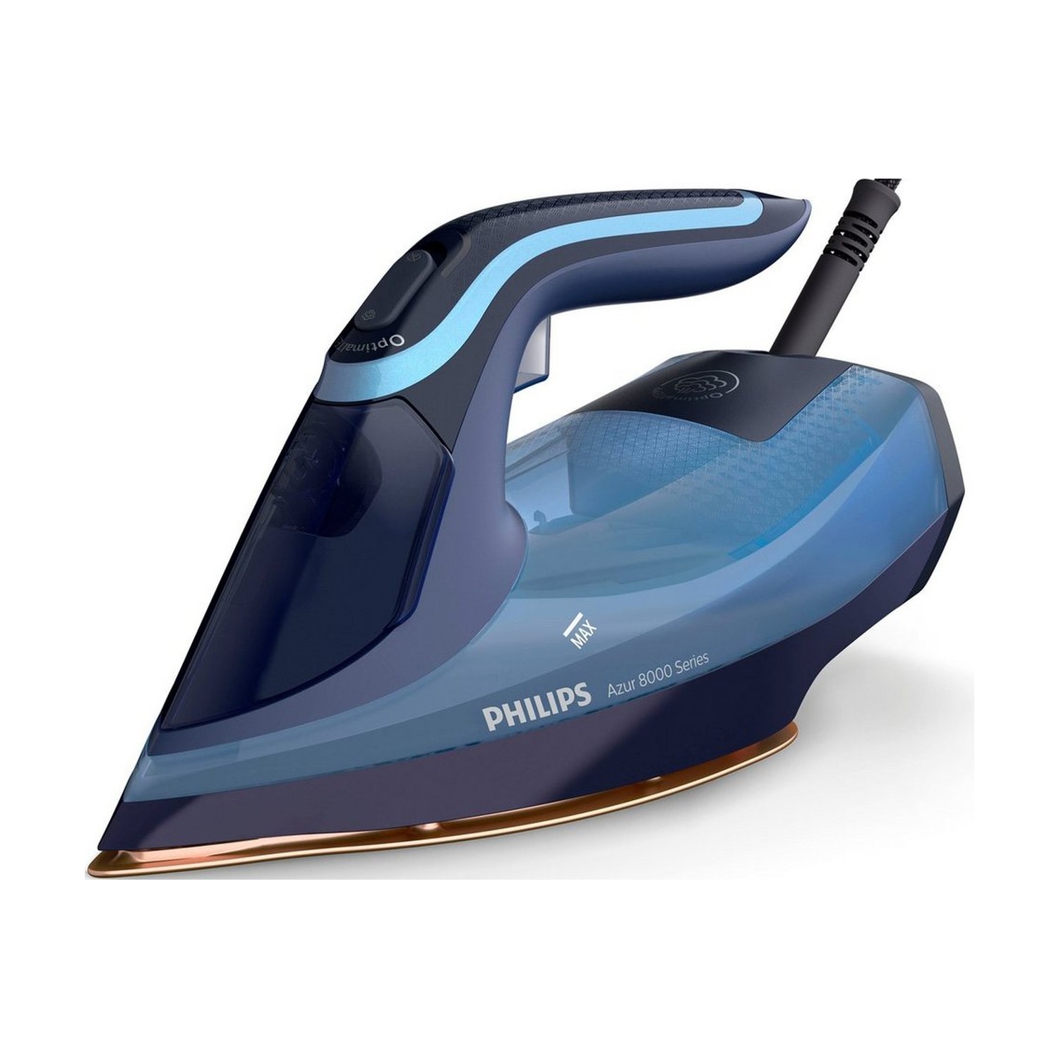 Philips DST8020/20 Dampfbügeleisen, 3000 W, 300 ml Wassertank, SteamGlide Elite Kupfer Bügelsohle, Hellblau