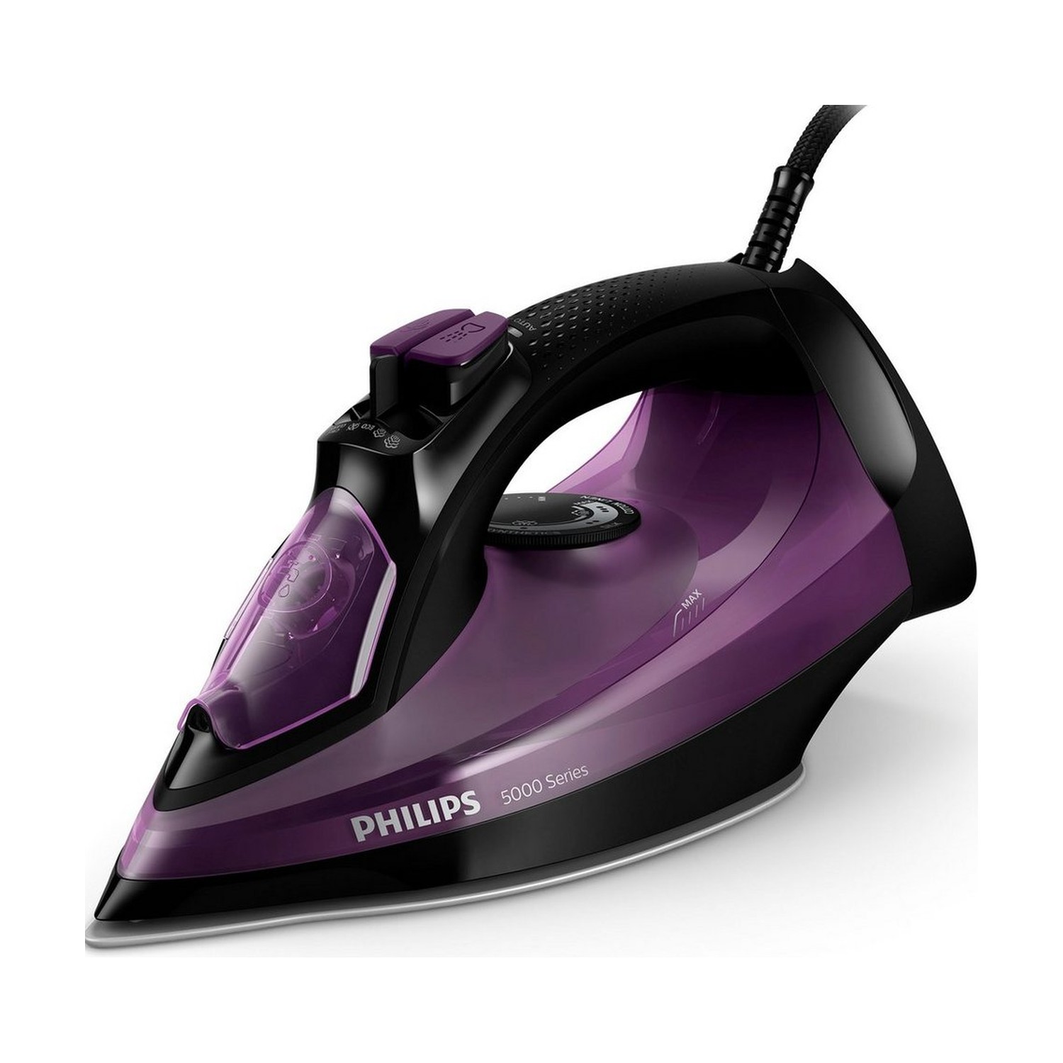 Philips DST5030/80 Dampfbügeleisen, 2400 W, SteamGlide Plus Bügelsohle, 320 ml Wassertank, schwarz/lila