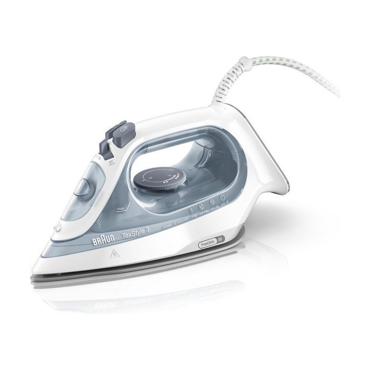 Braun TexStyle 3 SI 3054 GY Dampfbügeleisen, 2.400 W, 180 g Dampfstoß, 270 ml Wassertank, grau