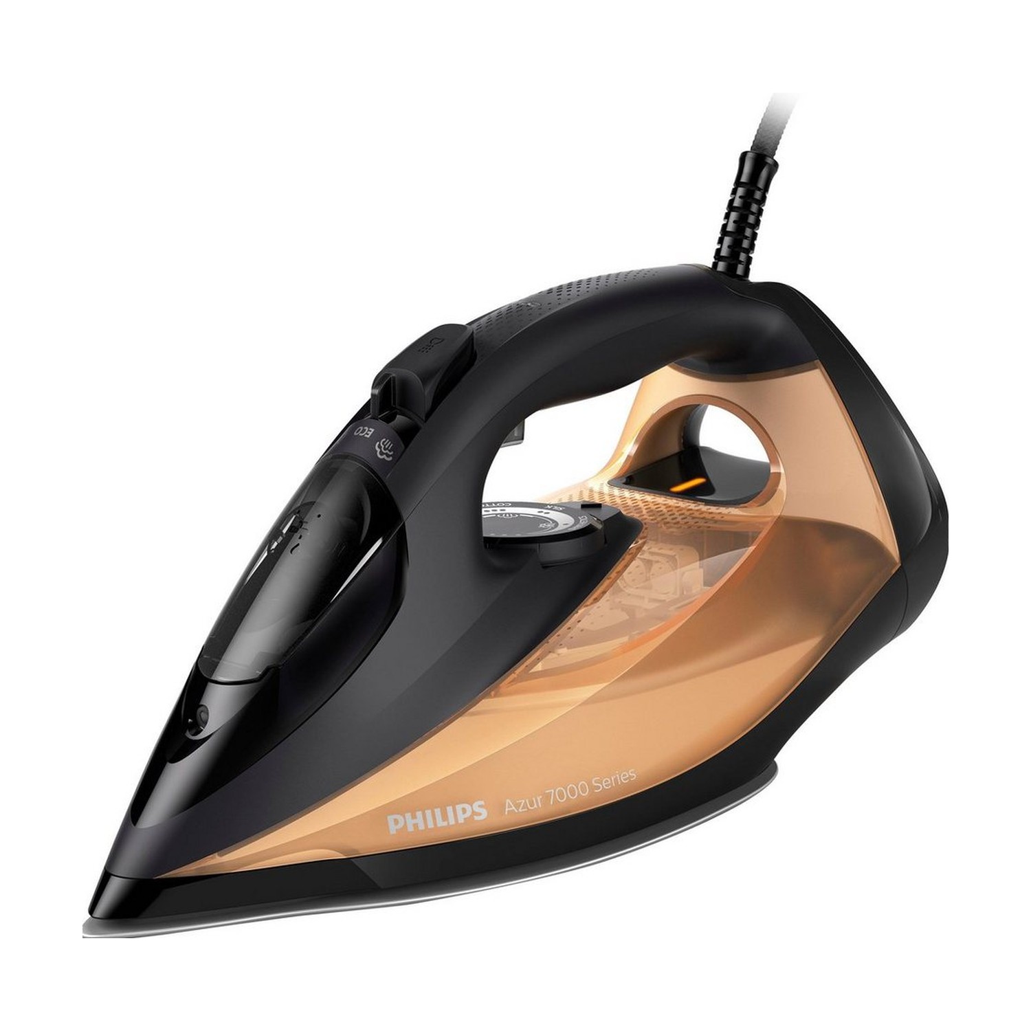 Philips DST7040/80 Dampfbügeleisen, 2800 W, SteamGlide Elite Bügelsohle, 300 ml Wassertank, Schwarz/Gold